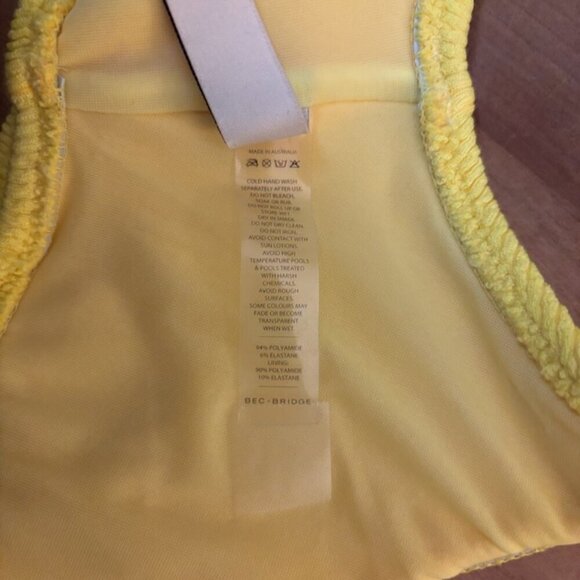 BEC + BRIDGE Bikini Top Size 4 US Yellow Square Neck Beach Vacation Summer Swim - Picture 8 of 10